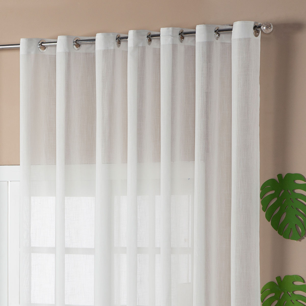 Cortina Tecido Voil Flamê Branca 5,00m x 2,70m - Ideal para Varão Simples de 4 Metros