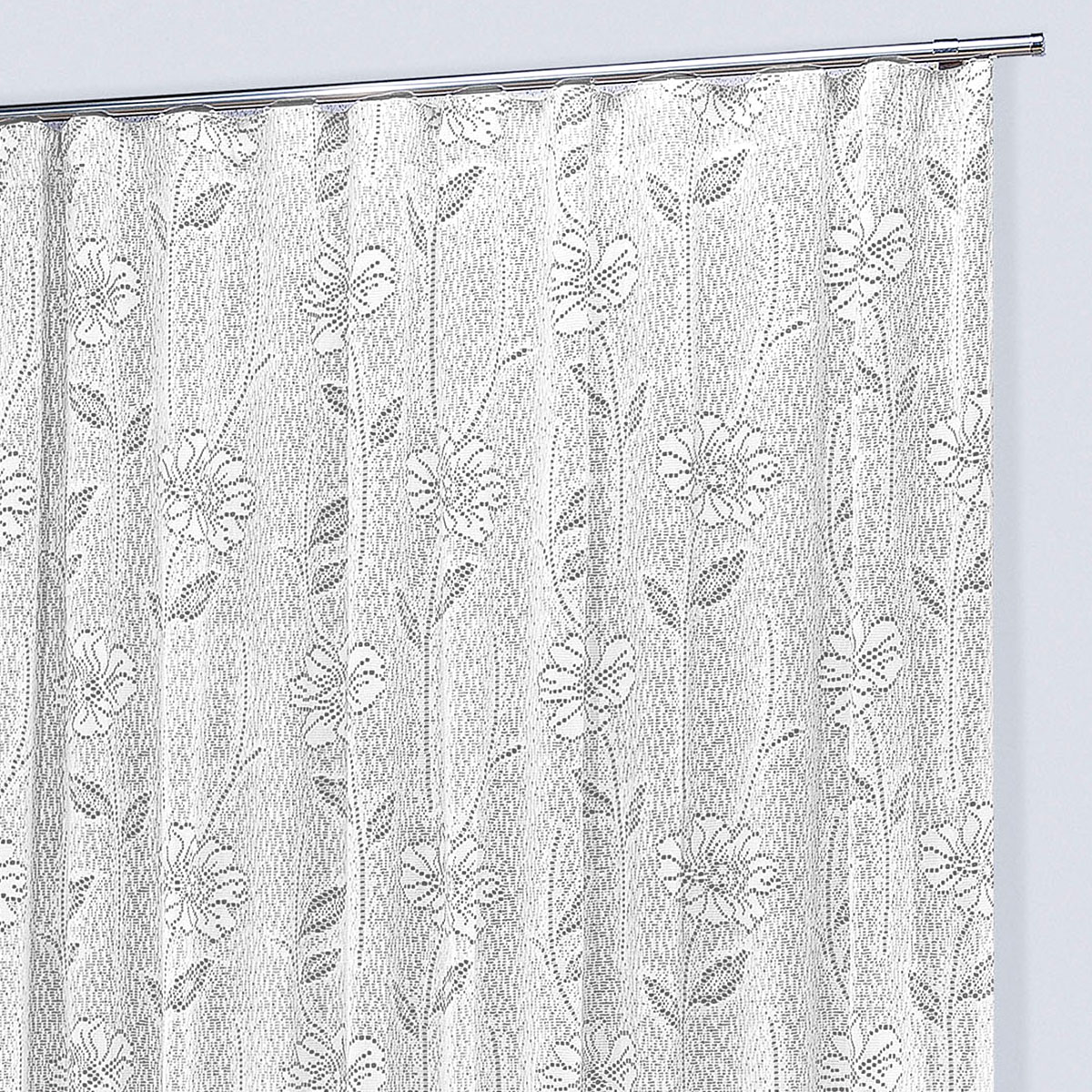 Cortina Trilho Suisso de Renda Branca Catar 5,90m x 2,50m para Trilho de 4 Metros