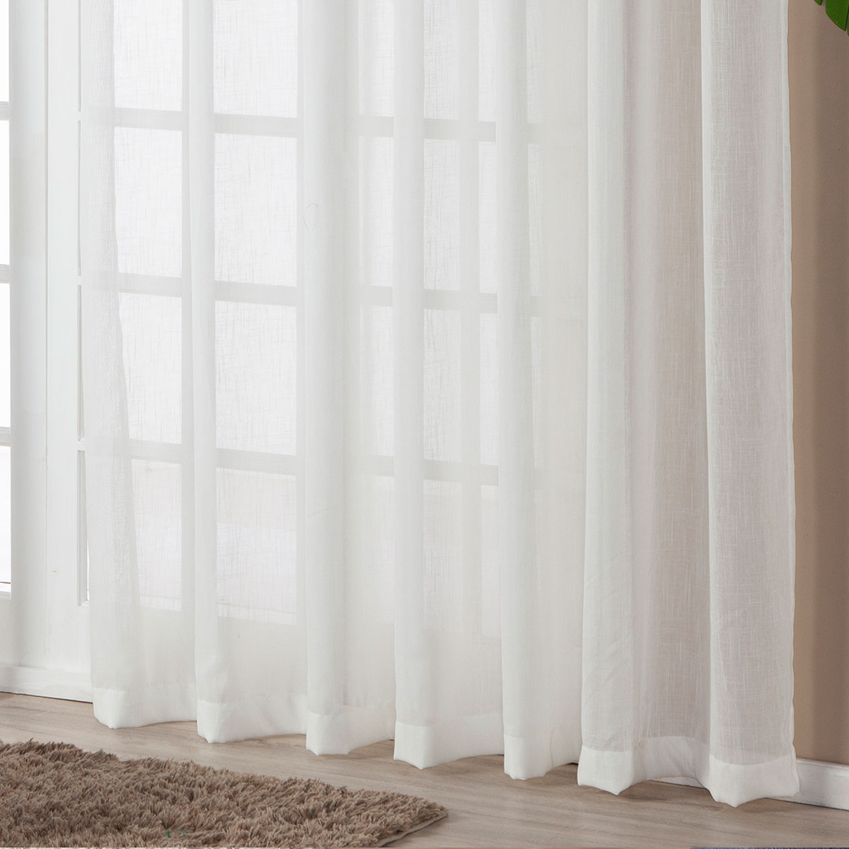 Cortina Voal Flamê Palha 2,70m x 1,80m - Ideal para Varão Simples de 2 Metros