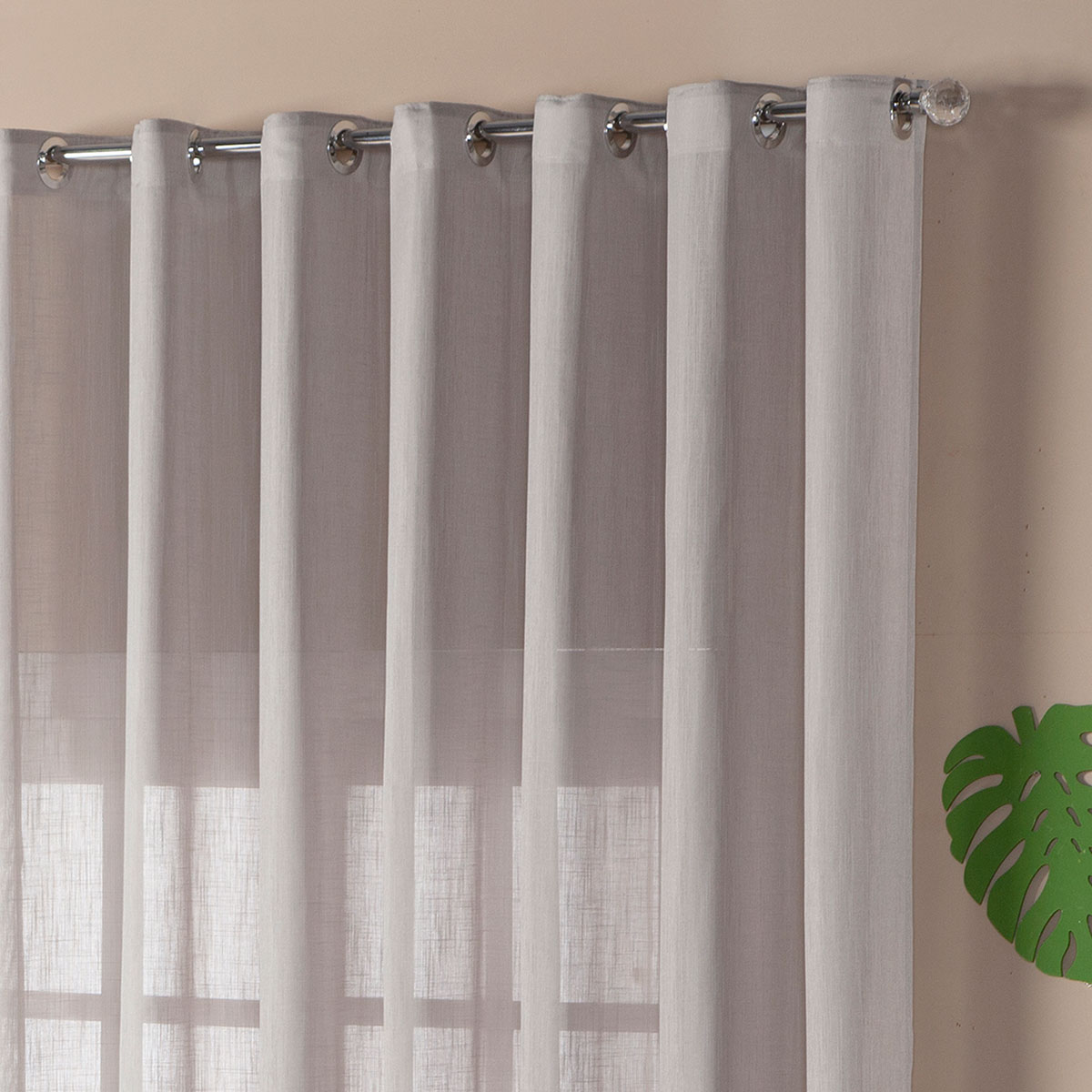 Cortina Voil Flamê Cinza 5,00m x 2,70m - Ideal para Varão Simples de 4 Metros