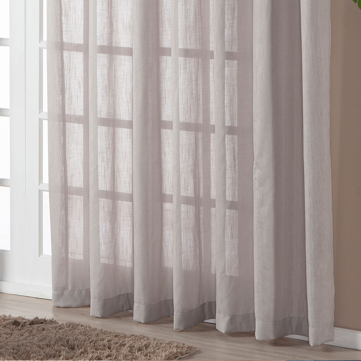 Cortina Voil Flamê Cinza 5,00m x 2,70m - Ideal para Varão Simples de 4 Metros
