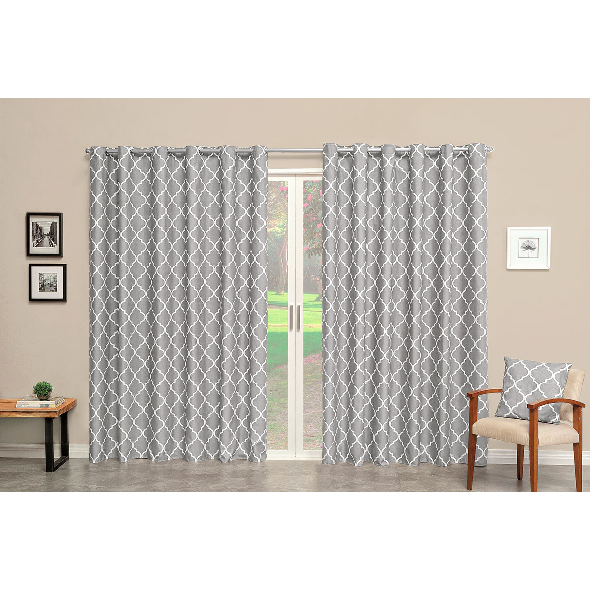 Cortina para Quarto Cinza Argos Corta-luz 70% 4,40m x 2,35m Micropercal 300 Fios ideal para varão simples de 3 Metros