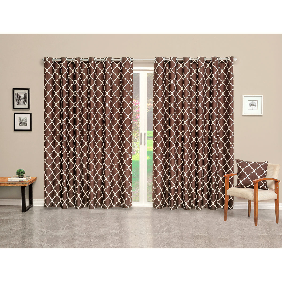 Cortina para Quarto Tabaco Argos Corta-luz 70% 4,40m x 2,35m Micropercal 300 Fios ideal para varão simples de 3 Metros