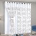Cortina para Quarto de Voil com Forro 3,00m x 2,50m Loren Bordada com detalhes Avelã ideal para Varão de 2 metros simples