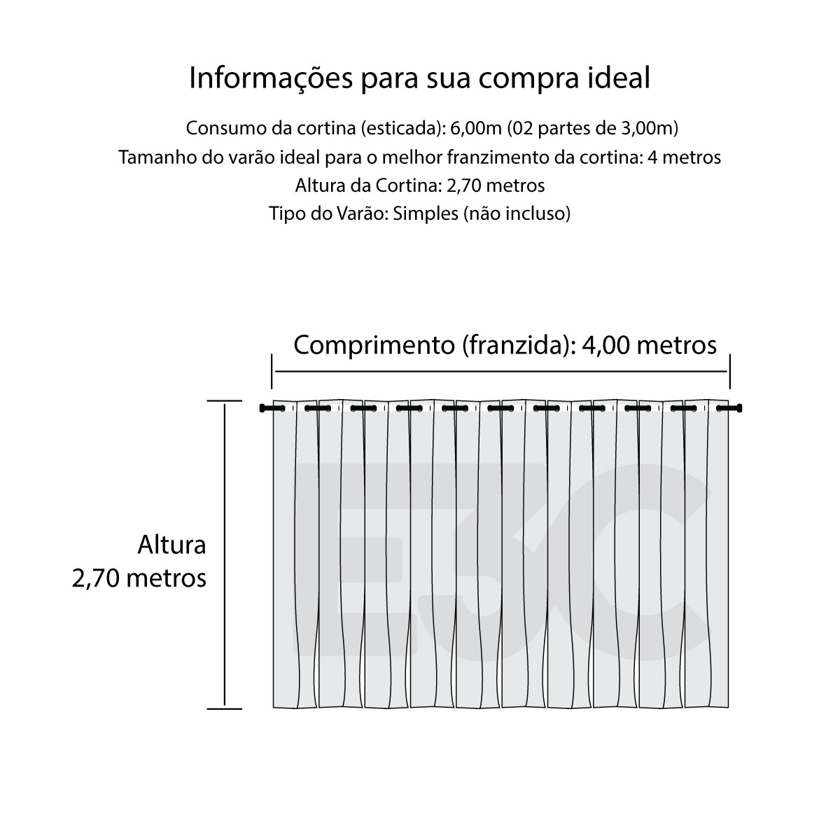 Cortina para Sala Clássica Vinho 6,00m x 2,70m - Ideal para Varão Simples de 4 Metros
