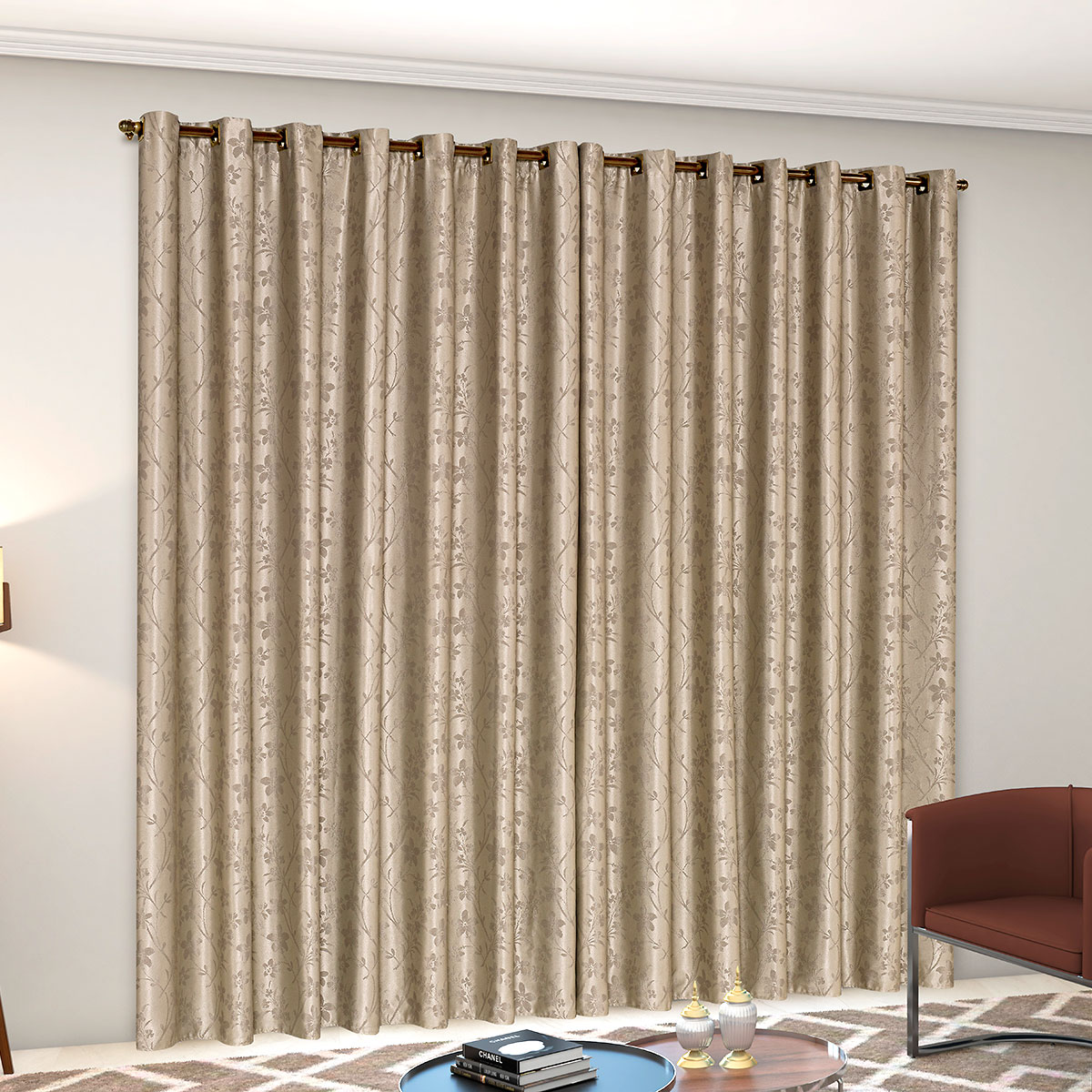 Cortina para Varão Atena Bege 280x300 cm