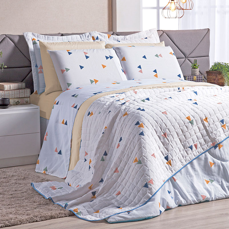 Edredom Estampado Escandinavo Tamanho Solteiro 2,50m x 1,60m 160 Fios