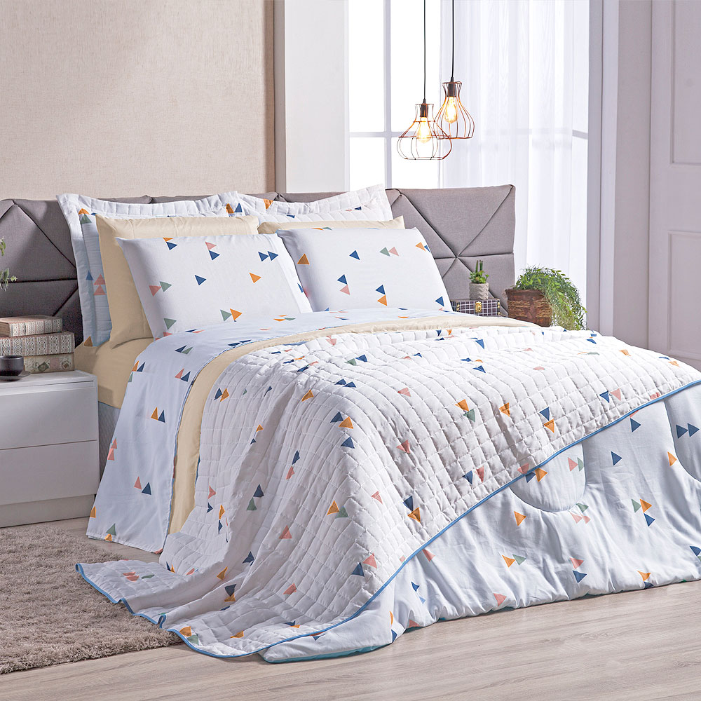 Edredom Estampado Escandinavo Tamanho Solteiro 2,50m x 1,60m 160 Fios