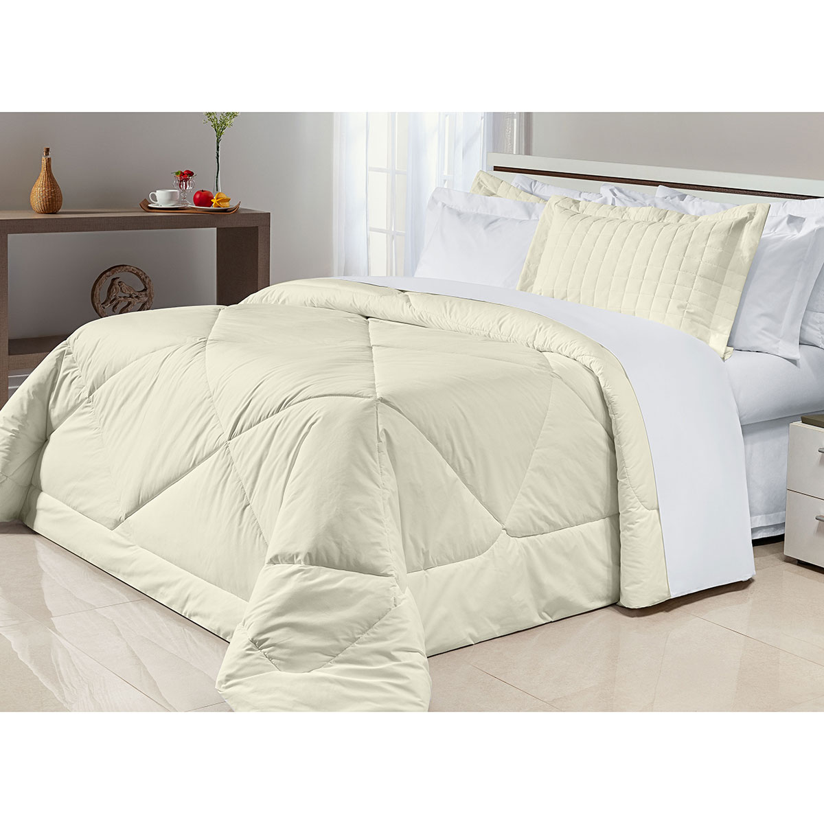 Edredom King Size Palha 200 Fios 100% Algodão 2,80m x 2,70m Dupla Face Liso