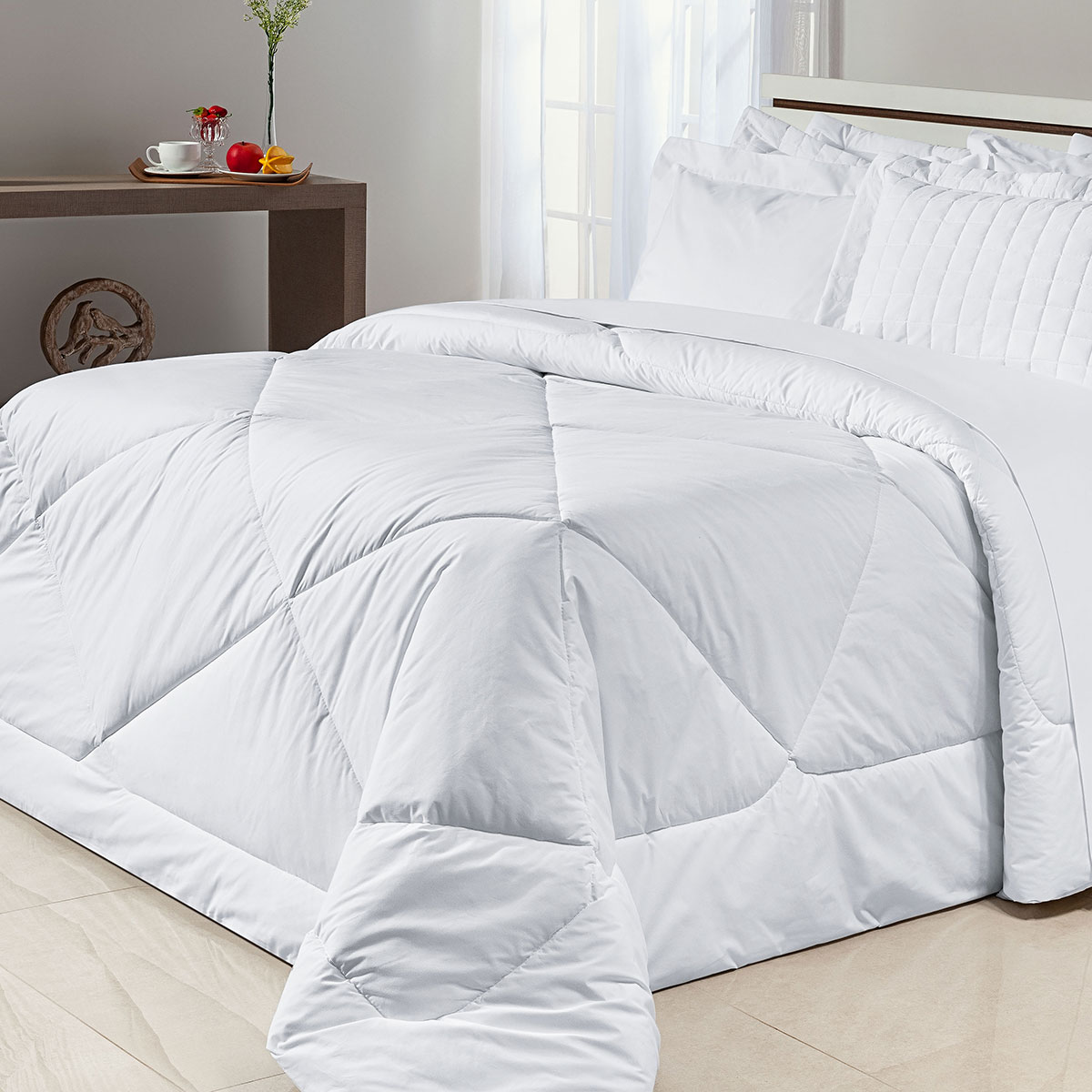 Edredom Liso King Size Branco 200 Fios 100% Algodão 2,80m x 2,70m Dupla Face