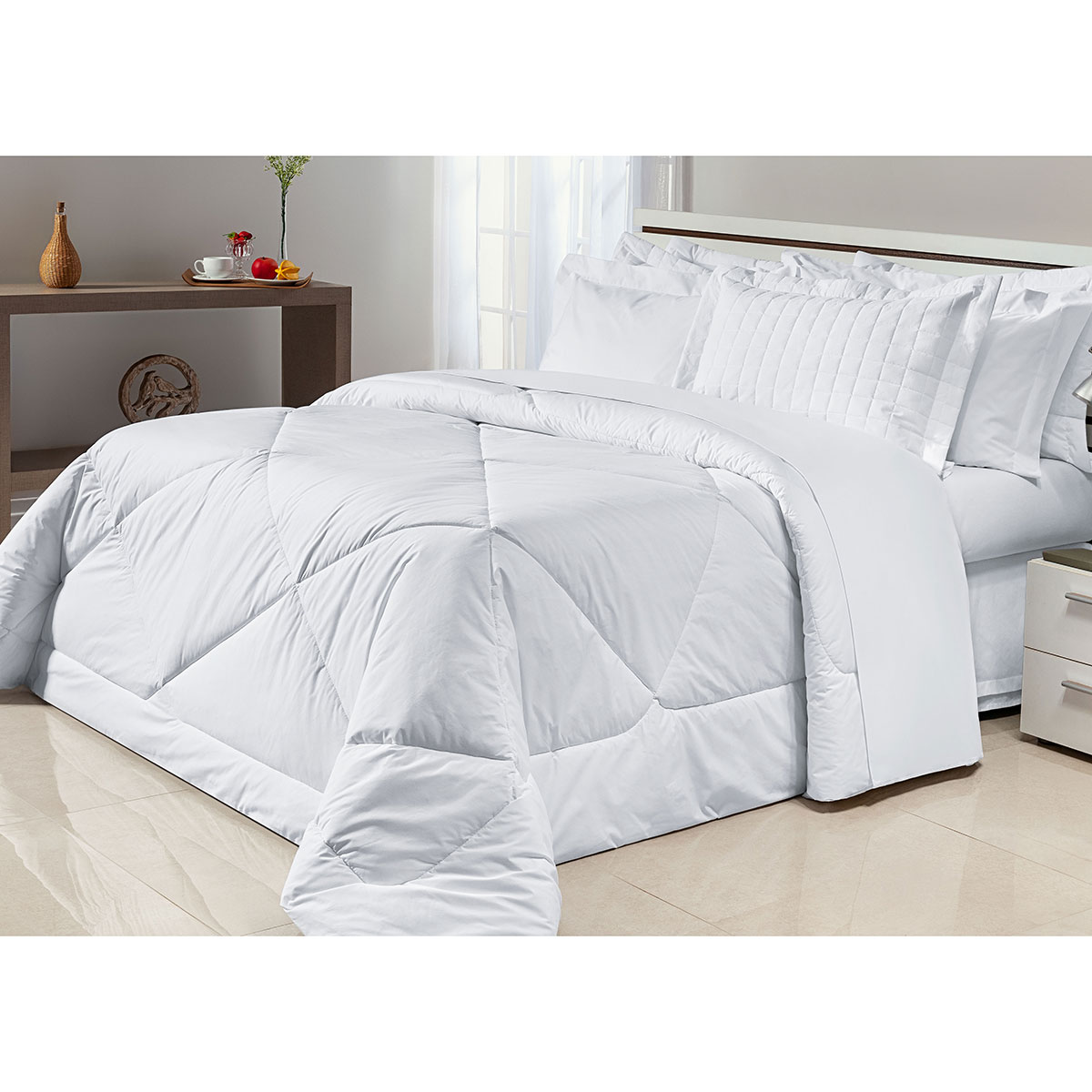 Edredom Liso King Size Branco 200 Fios 100% Algodão 2,80m x 2,70m Dupla Face