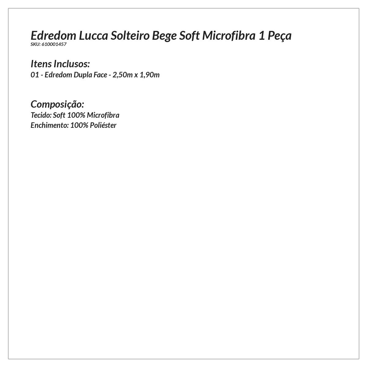Edredom Solteiro Dupla Face Bege Soft Microfibra 2,50m x 1,90m