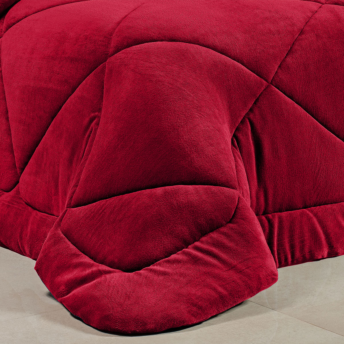 Edredom Solteiro Dupla Face Vermelho Soft Microfibra 2,50m x 1,90m