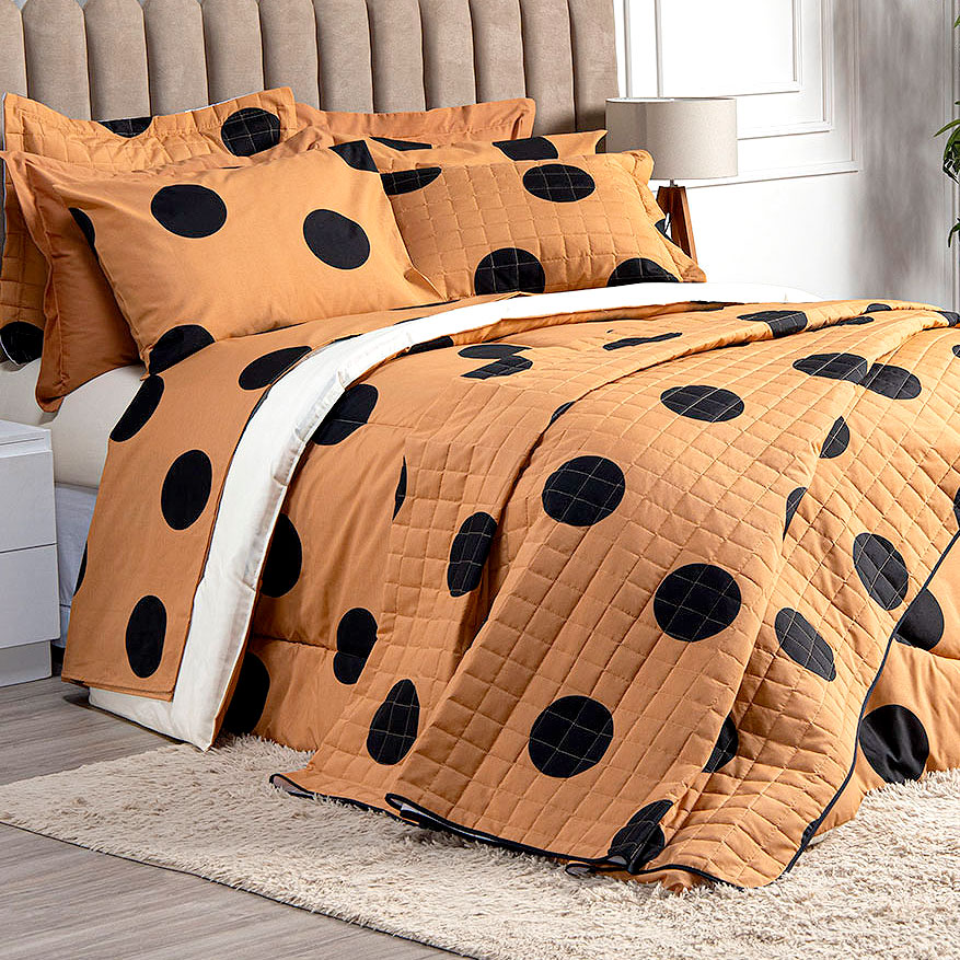 Edredom Solteiro Estampado Terracota 2,50m x 1,60m 160 Fios