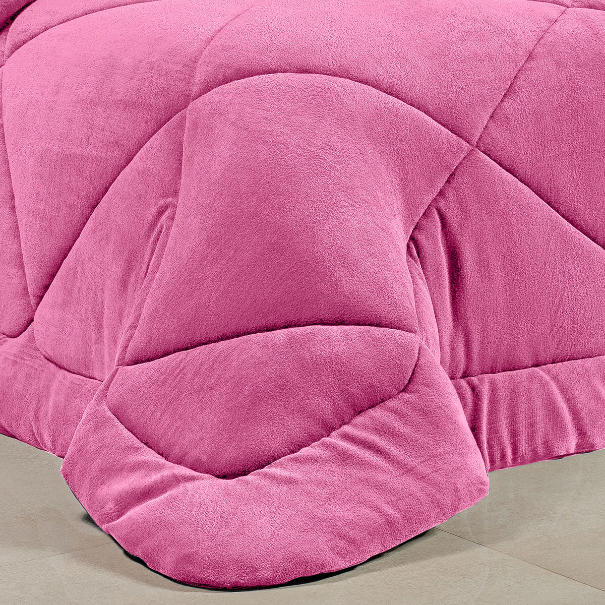 Edredom Solteiro Rosa Dupla Face Soft Microfibra 2,50m x 1,90m