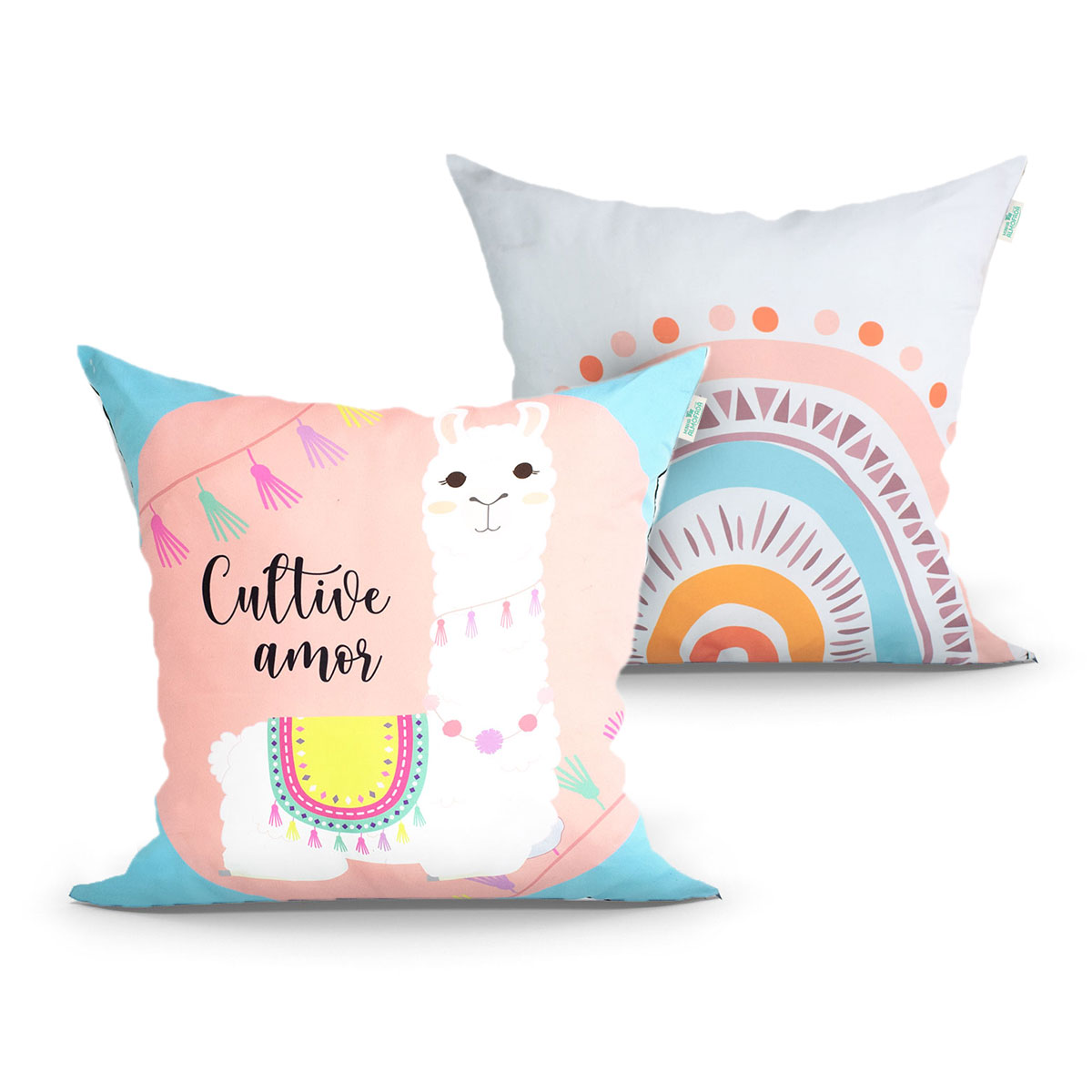 Jogo Capa Almofada Colorida para Quarto Decorativa 2 Unidades 45cm x 45cm com zíper MIcrofibra