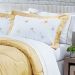 Jogo Cobre Leito King Floral Estampado Amarelo Percal 200 Fios + Jogo de Cama 100% Algodão - 7 Peças