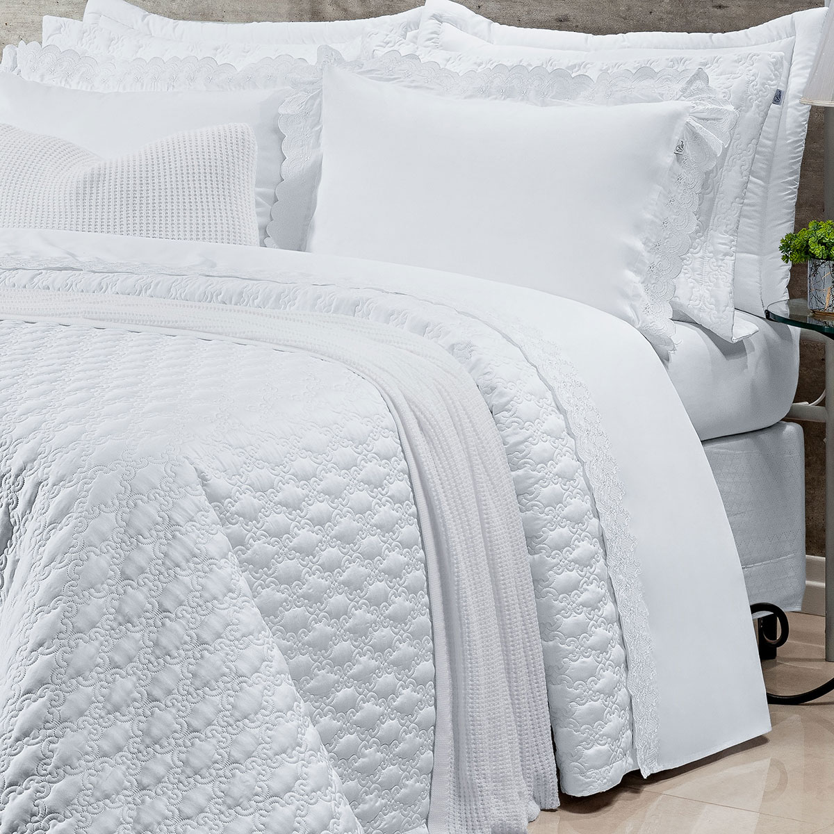 Jogo Lençol Venetto Queen Size Branco 400 Fios Egípcio 100% Algodão 4 Peças
