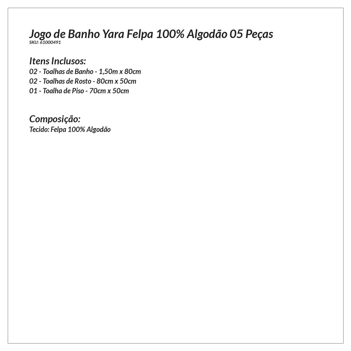 Jogo de Banho Premium Felpa 100% Algodão 05 Peças Bordado