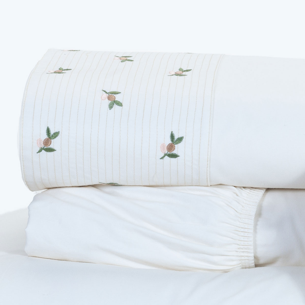 Jogo de Cama Bordado King Size Palha 200 Fios 100% Algodão 4 Peças