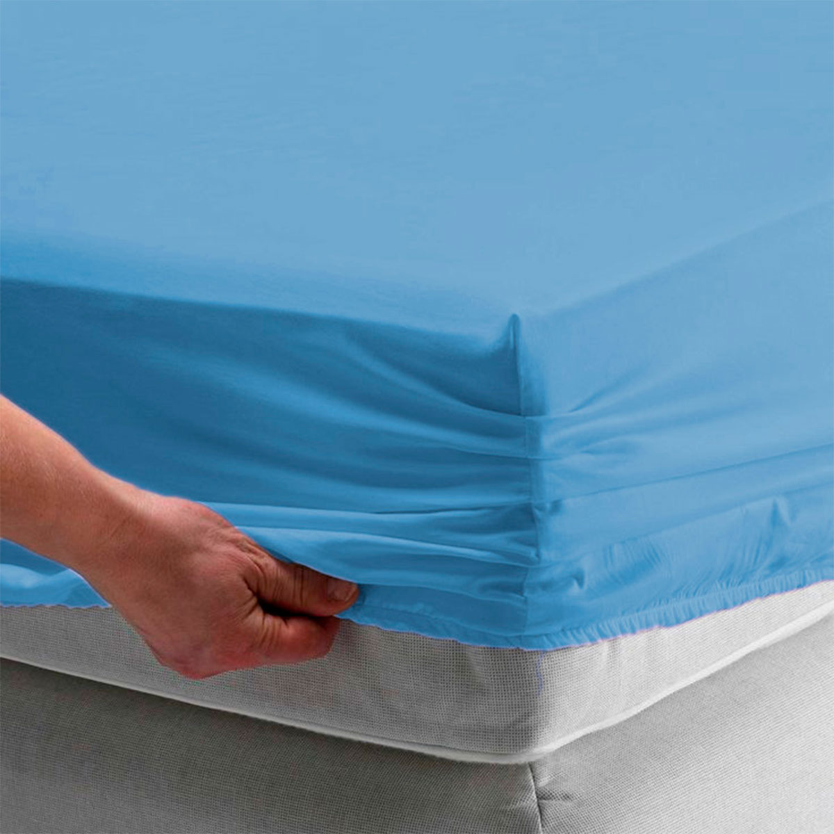 Jogo de Cama Floral Azul de Malha Casal 3 Peças 1,88m x 1,38m x 30cm Estampado