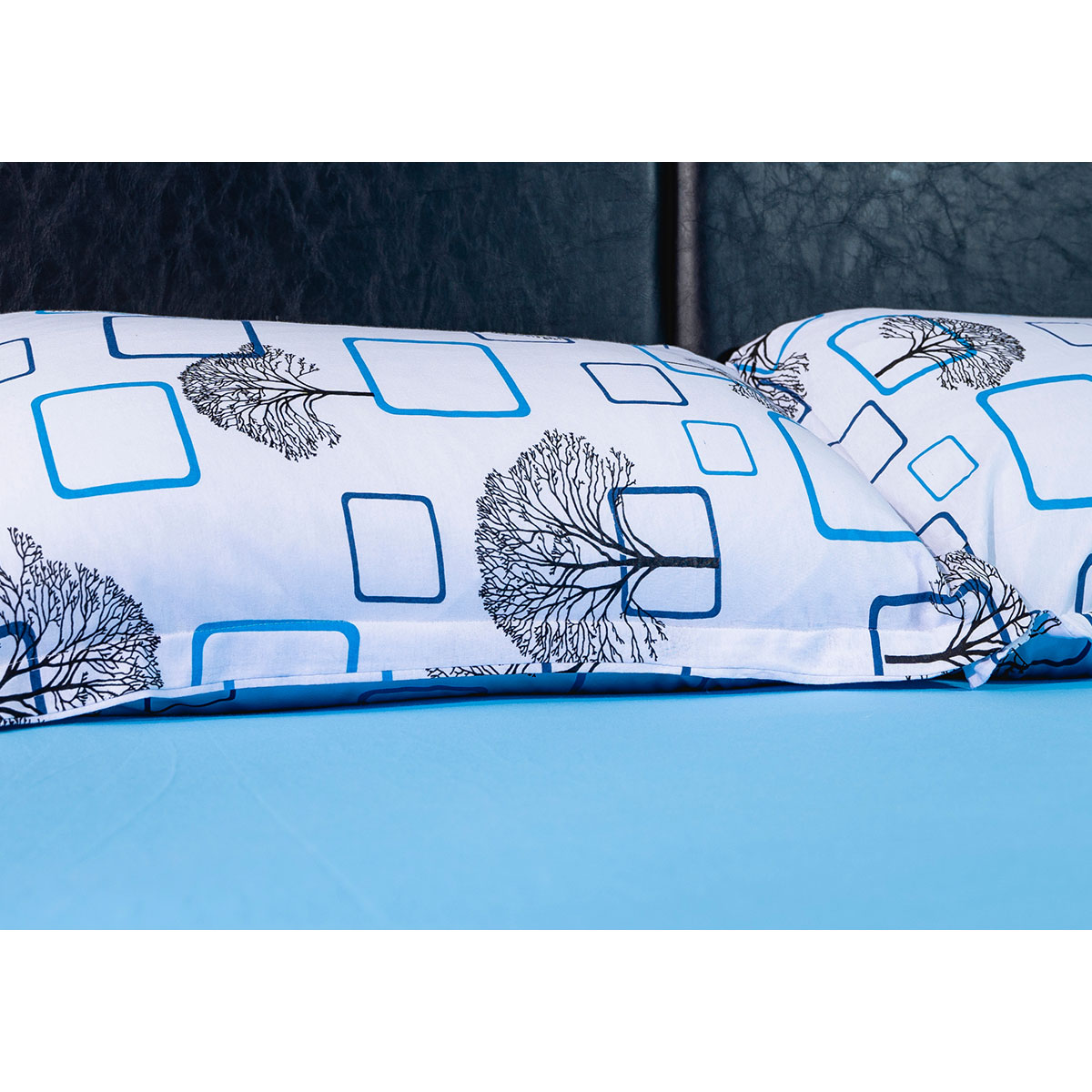 Jogo de Cama Floral Azul de Malha Casal 3 Peças 1,88m x 1,38m x 30cm Estampado