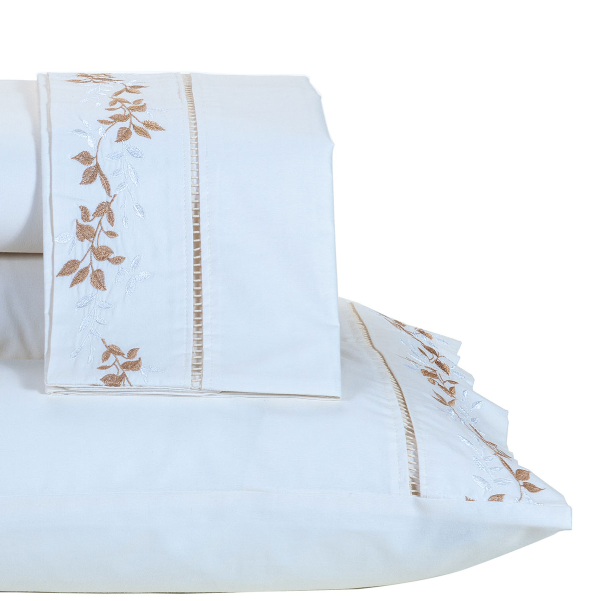 Jogo de Cama King Size Palha 100% Algodão 200 Fios 4 Peças