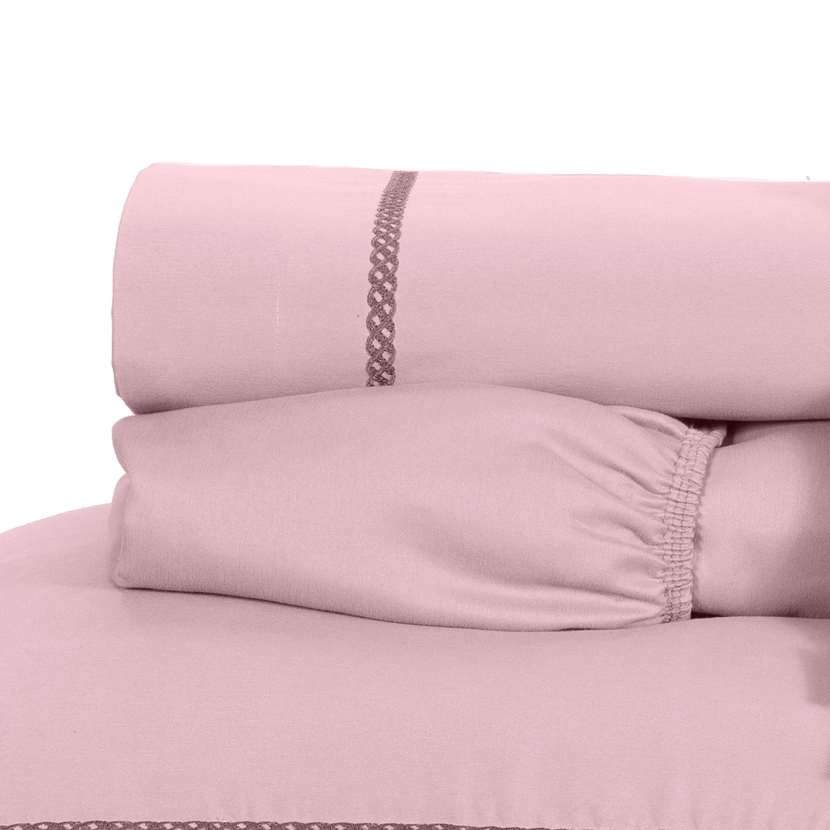 Jogo de Cama King Size Rosa 400 Fios Micro Percal 4 Peças 2,80m x 2,60m