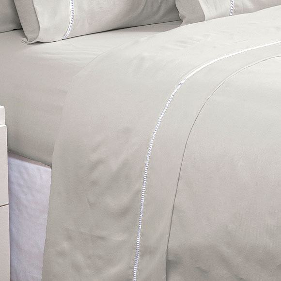 Jogo de Cama Ponto Palito Cinza Queen Size 3 Peças Liso 160 Fios