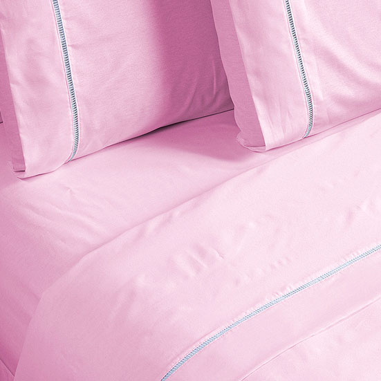 Jogo de Cama Ponto Palito Rosa Solteiro 2 Peças Liso 160 Fios