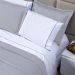 Jogo de Cama Solteiro 100% Algodão Branco com Detalhes em Cinza 3 Peças
