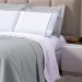 Jogo de Cama Solteiro 100% Algodão Branco com Detalhes em Cinza 3 Peças