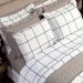 Jogo de Cama Solteiro Estampado Grid Branco 3 Peças 100% Algodão 200 Fios