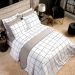 Jogo de Cama Solteiro Estampado Grid Branco 3 Peças 100% Algodão 200 Fios