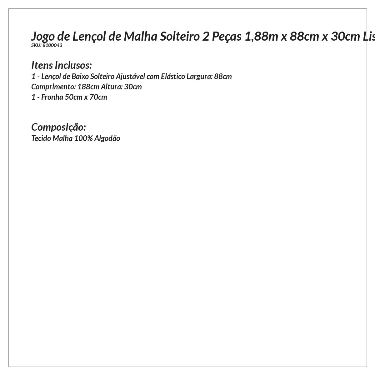 Jogo de Cama Verde Solteiro de Malha 2 Peças 1,88m x 88cm x 30cm Liso Verde