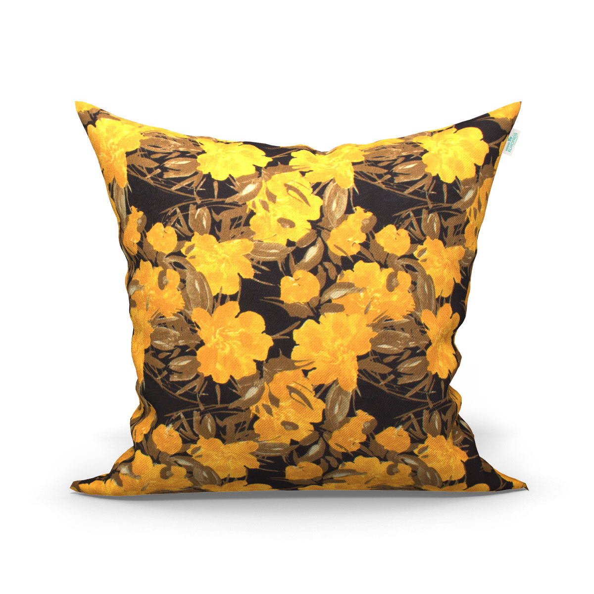 Jogo de Capa de Almofada Grande Decorativa Amarela Floral e Lisa 60cm x 60cm 3 Unidades com zíper