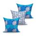 Jogo de Capa de Almofada Grande Decorativa Azul Floral Estampada 60cm x 60cm 3 Unidades com zíper