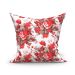 Jogo de Capa de Almofada Grande Decorativa Fiori Vermelha Estampada 60cm x 60cm 3 Unidades com zíper