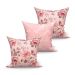 Jogo de Capa de Almofada Grande Decorativa Rosê Floral 60cm x 60cm 3 Unidades com zíper