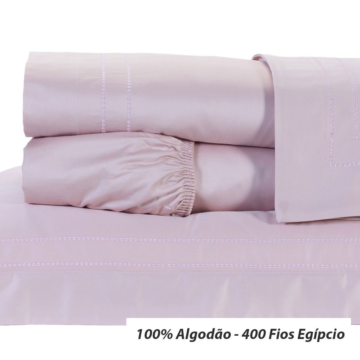Jogo de Lençol Casal Padrão Rosa 400 Fios Egípcio 100% Algodão 4 Peças