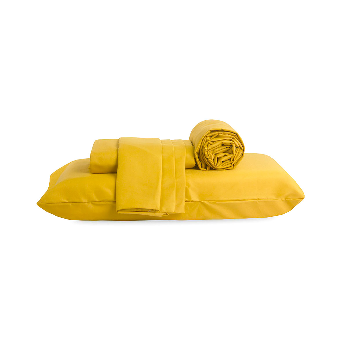 Jogo de Lençol Liso Mostarda King Size 4 peças Micropercal 200 fios