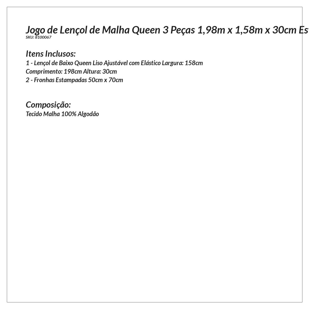 Jogo de Lençol Queen Estampado Floral Azul de Malha 3 Peças 1,98m x 1,58m x 30cm