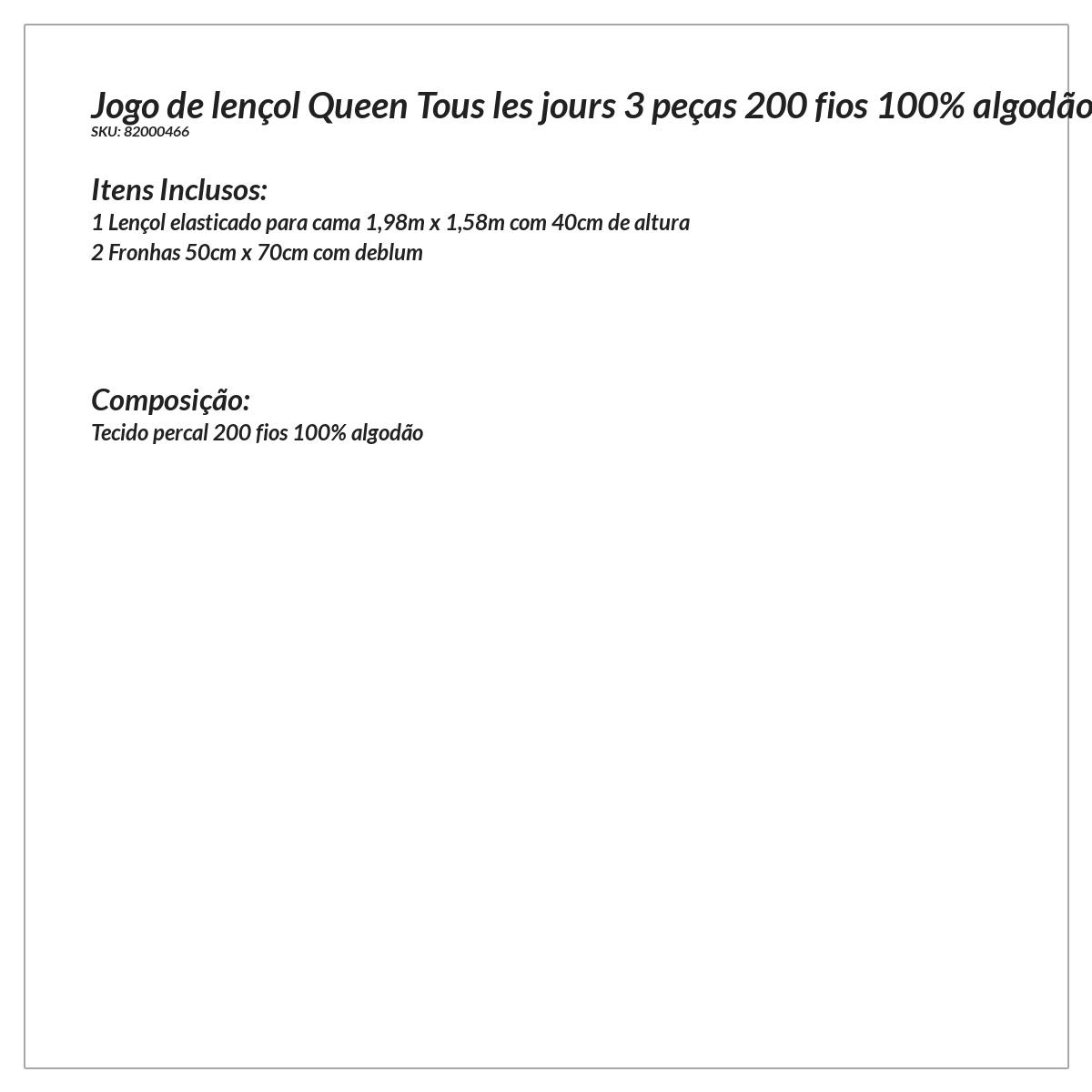 Jogo de Lençol Queen Size Azul Marinho 100% Algodão 200 Fios 3 Peças
