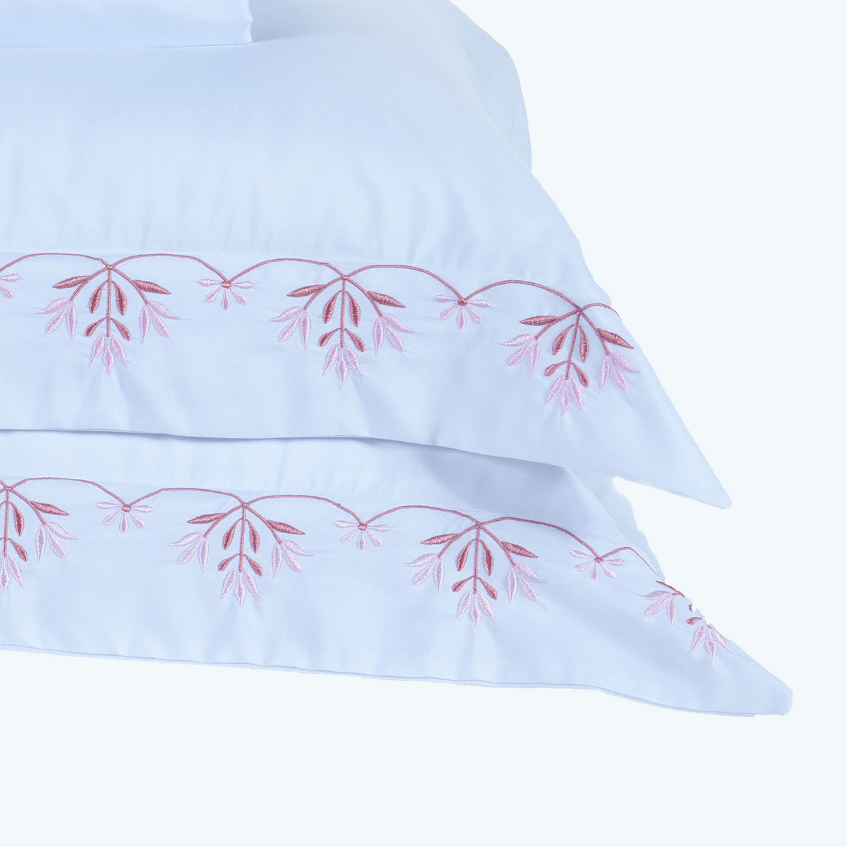 Jogo de Lençol Queen Size Branco / Rosa 100% Algodão 200 Fios 4 Peças