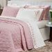 Jogo de Lençol Queen Size Palha / Rosa 200 Fios 100% Algodão 4 Peças 2,60m x 2,40m
