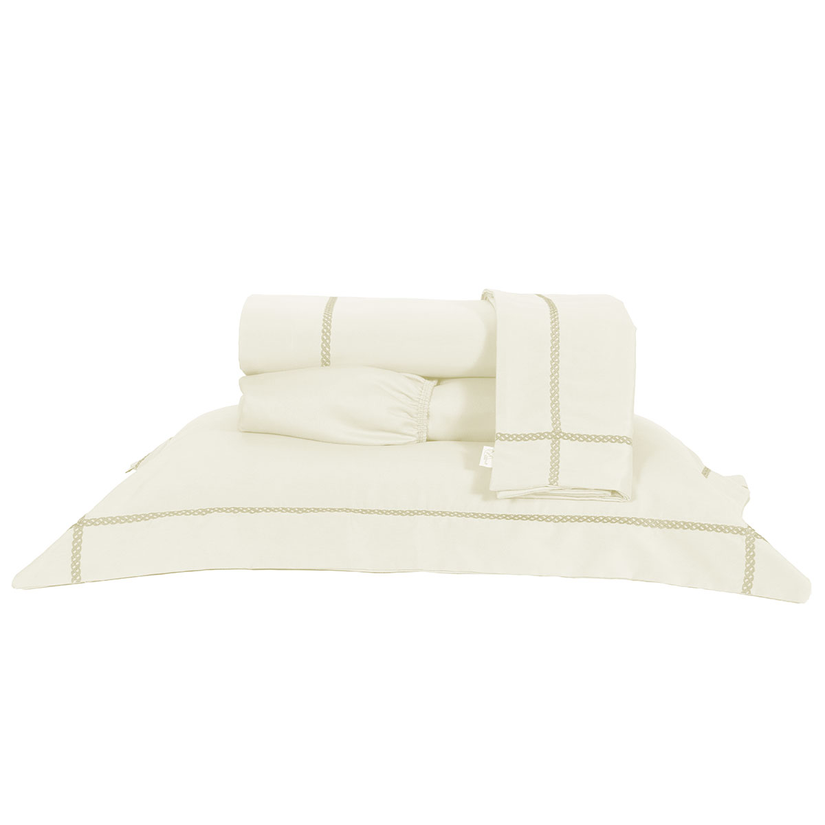 Jogo de Lençol Queen Size Palha 400 Fios Micro Percal 4 Peças 2,60m x 2,40m