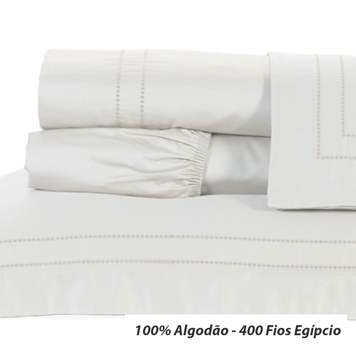 Jogo de Lençol Solteiro 400 Fios Egípcio Palha 100% Algodão 3 Peças