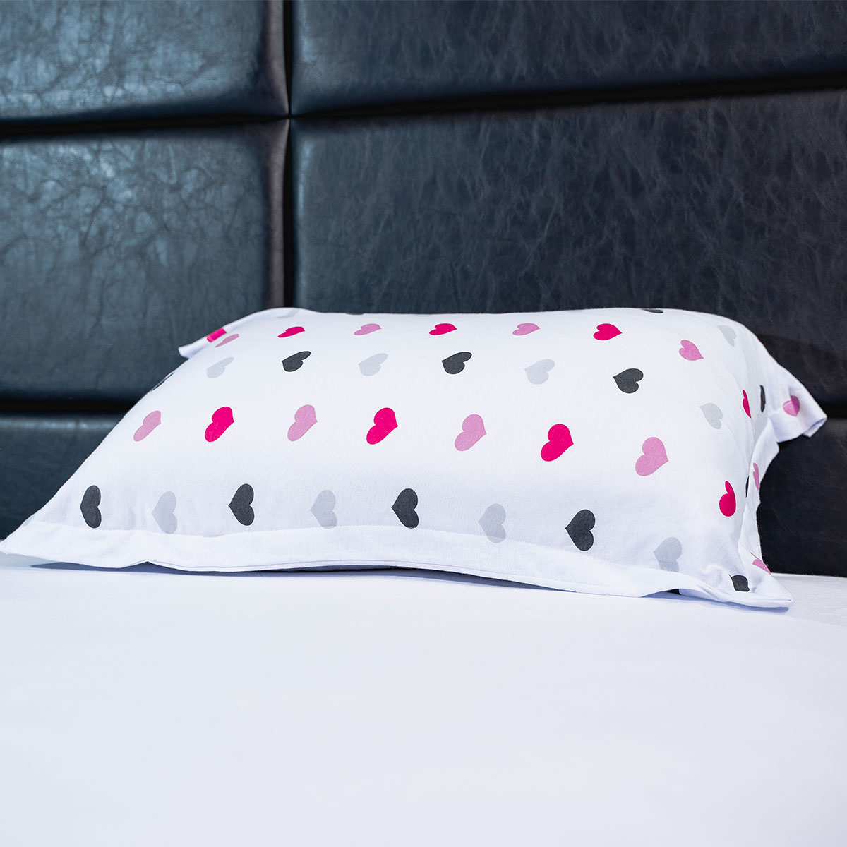 Jogo de Lençol Solteiro Estampado Coração de Malha 2 Peças 1,88m x 88cm x 30cm
