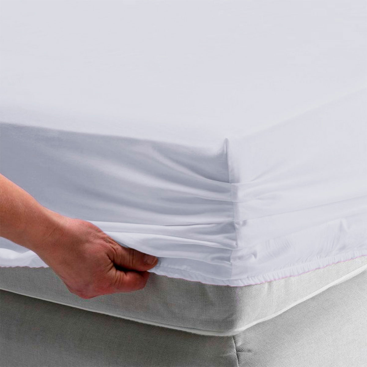 Jogo de Lençol de Malha Branco King 3 Peças 2,03m x 1,93m x 40cm Liso