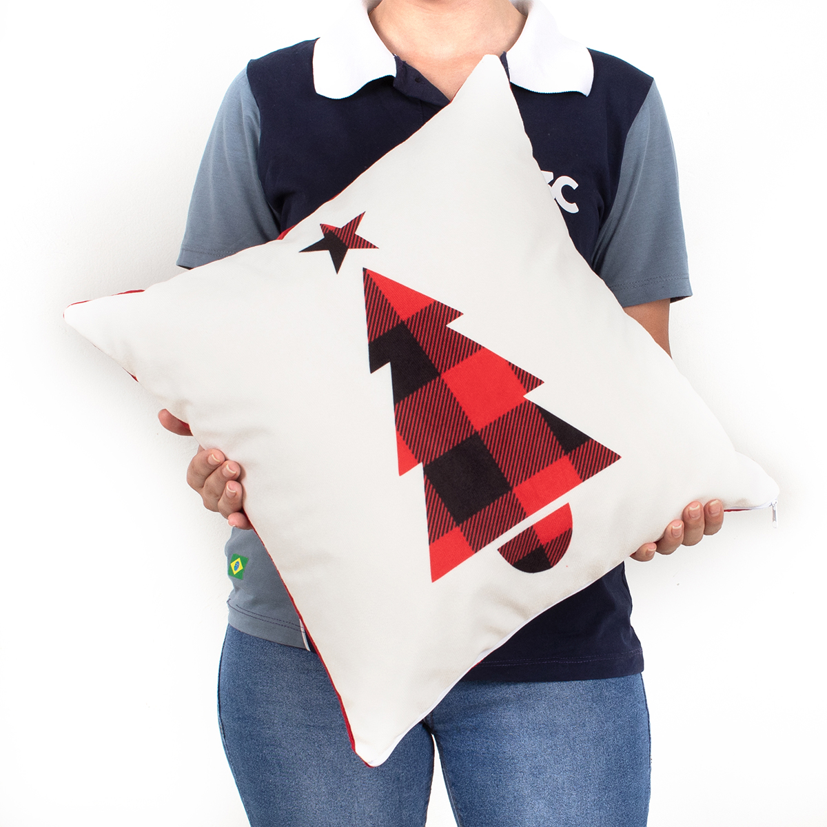 Kit Almofada para Natal 4 Unidades tecido Suede 40cm x 40cm com Refil de Silicone